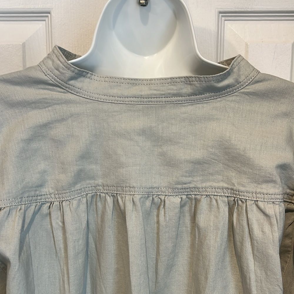 H&M Light Grey Linen/Cotton Blend V- Neck Oversized‎ Fit Top Size M - Picture 7 of 11